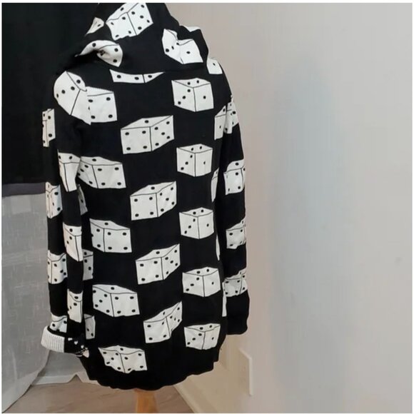 Betsey Johnson "Roll the Dice" zip up sweater hoody hoodie tunic dress c… - Picture 7 of 10